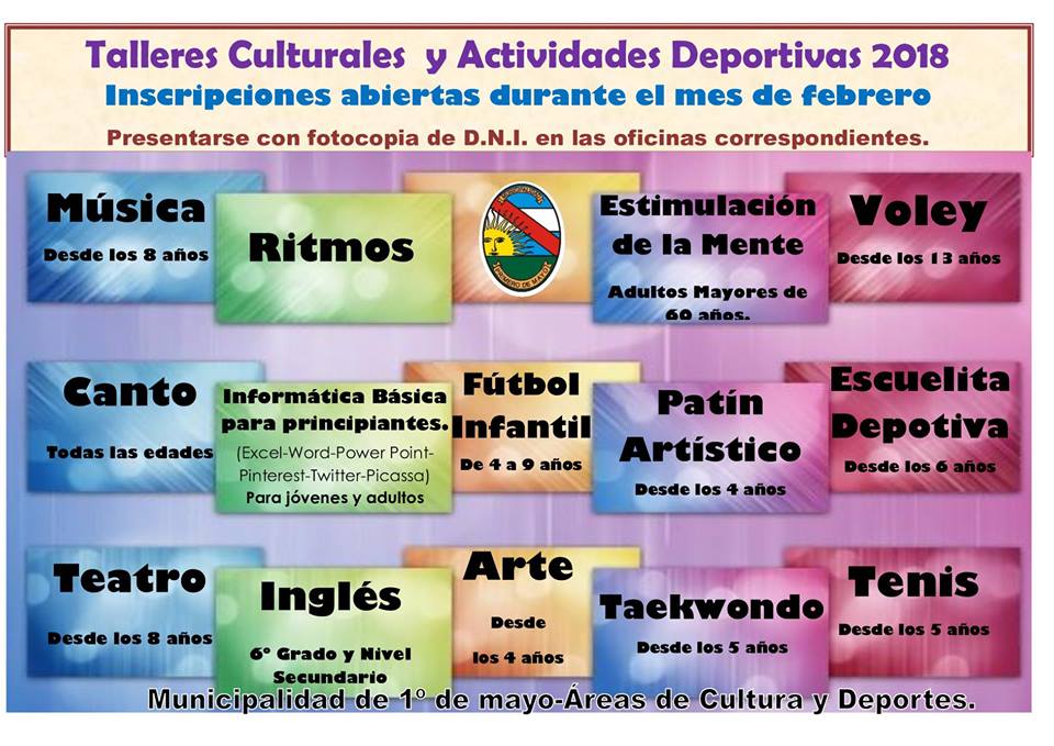 INSCRIPCIÓN PARA TALLERES CULTURALES Y DEPORTIVOS