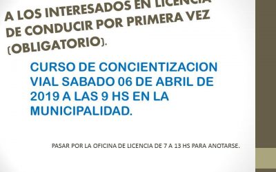 CURSO DE CONCIENTIZACIÓN VIAL EN 1º DE MAYO