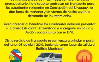 TRANSPORTE GRATIS PARA ESTUDIANTES RESIDENTES EN CONCEPCIÓN DEL URUGUAY