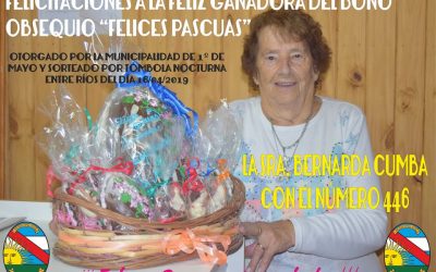 BERNARDA CUMBA GANADORA DEL BONO OBSEQUIO “FELICES PASCUAS” 2019