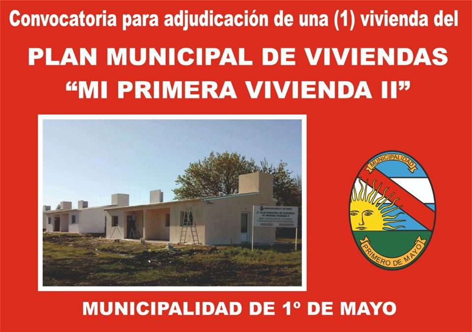 CONVOCATORIA PARA ADJUDICACIÓN DE UNA (1) VIVIENDA DEL PLAN MUNICIPAL DE VIVIENDA “MI PRIMERA VIVIENDA II”