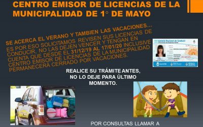 LICENCIAS DE CONDUCIR… A REVISAR FECHA DE VENCIMIENTO