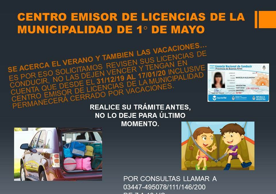 LICENCIAS DE CONDUCIR… A REVISAR FECHA DE VENCIMIENTO