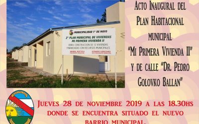 INVITACIÓN AL ACTO INAUGURAL DE PLAN DE VIVIENDAS Y DE CALLE DR. PEDRO GOLOVKO BALLAN