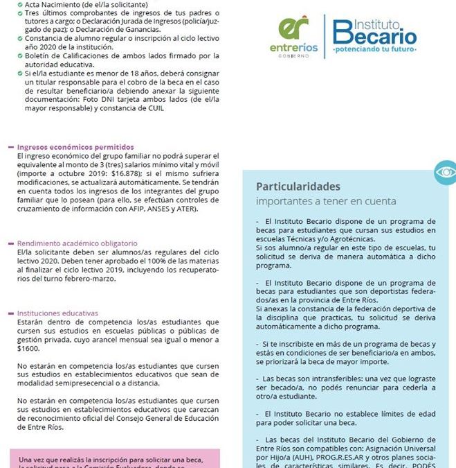 LA BECAS DEL INSTITUTO BECARIO SE GESTIONARAN SOLAMENTE VIA ON LINE.