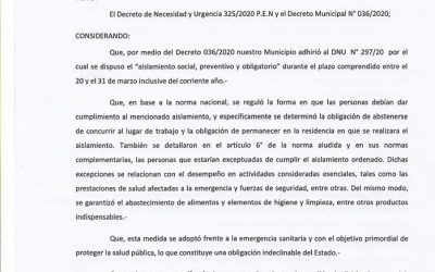 ADHESIÓN AL DECRETO DE NECESIDAD Y URGENCIA DE PRESIDENCIA DE LA NACIÓN ARGENTINA