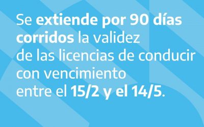 SE EXTIENDE POR 90 DÍAS EL VENCIMIENTO DE LICENCIAS ÚNICAS DE CONDUCIR