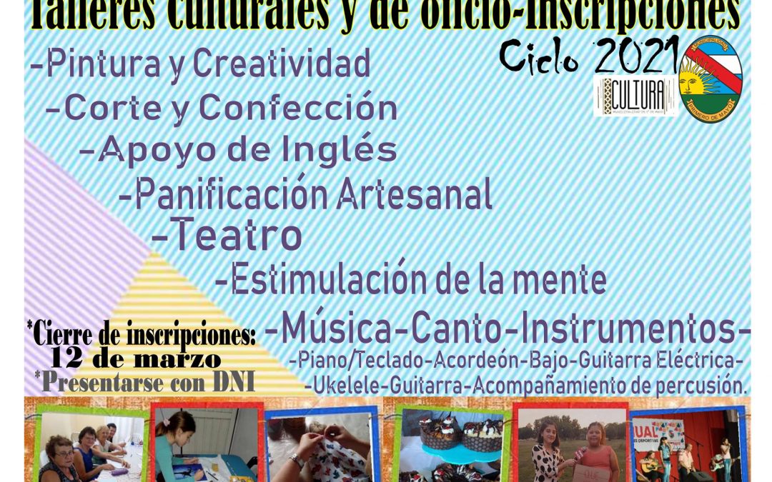 INSCRIPCIONES PARA TALLERES DEPORTIVOS, CULTURALES Y DE OFICIO