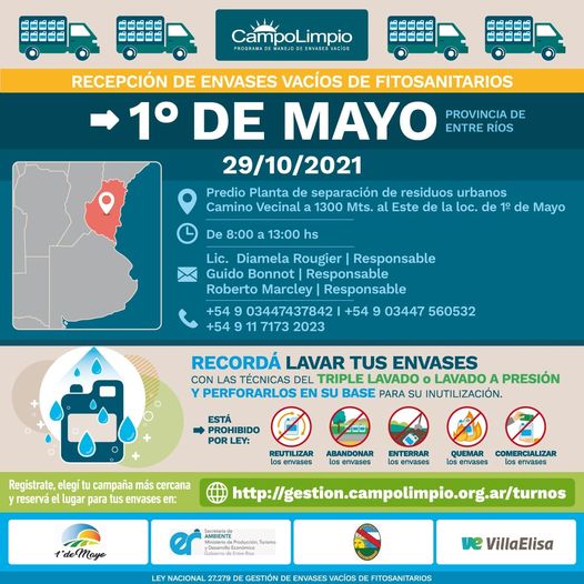 CAMPAÑA ITINERANTE DE RECOLECCIÓN DE BIDONES DE AGROQUÍMICOS CATEGORÍA A