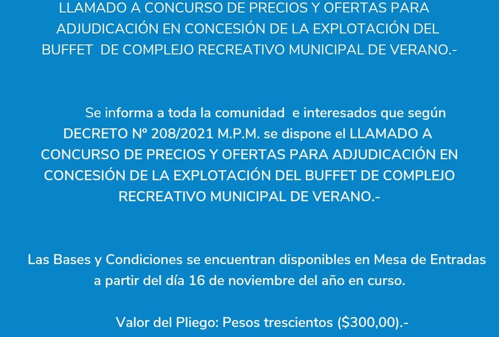 LLAMADO A CONCURSO DE PRECIOS Y OFERTAS Nº 050/2021