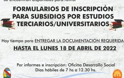 FORMULARIOS PARA SUBSIDIOS POR ESTUDIOS TERCIARIOS/UNIVERSITARIOS