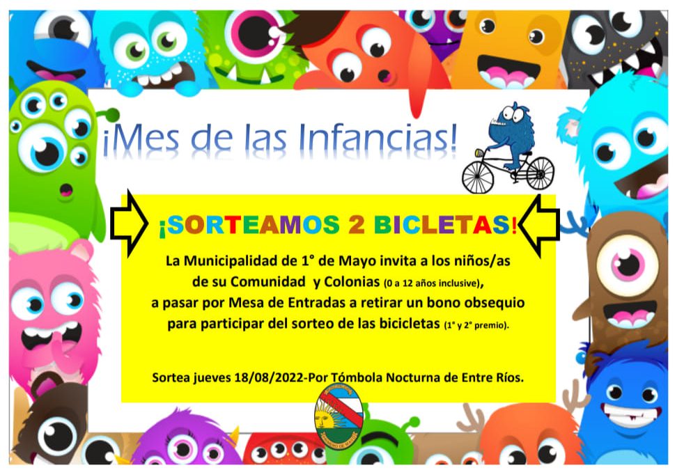 MES DE LAS INFANCIAS: SORTEAMOS DOS BICICLETAS!!