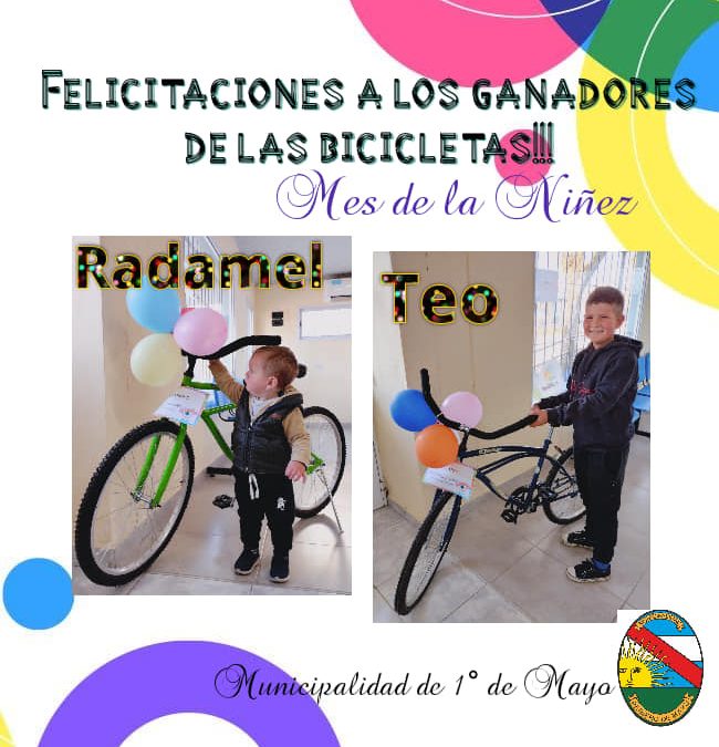 RADAMEL Y TEO GANADORES DE LAS BICICLETAS DEL DÍA DEL NIÑO