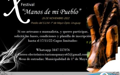 LLAMADO A ARTESANOS PARA PARTICIPAR DEL X FESTIVAL °MANOS DE MI PUEBLO°