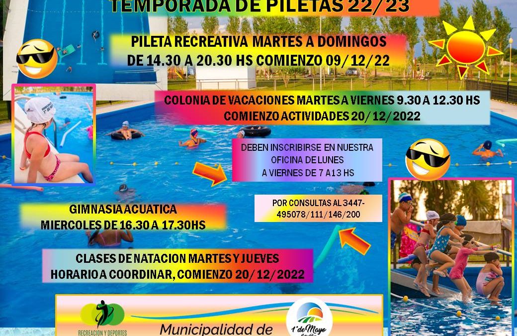 INSCRIPCIONES ABIERTAS PARA COLONIA DE VACACIONES, NATACIÓN Y GIMNASIA ACUATICA