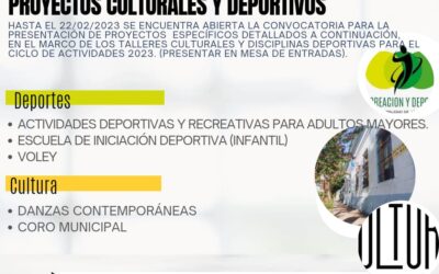 CONVOCATORIA PROYECTOS CULTURALES Y DEPORTIVOS.