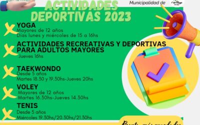 INSCRIPCIONES ACTIVIDADES DEPORTIVAS 2023.