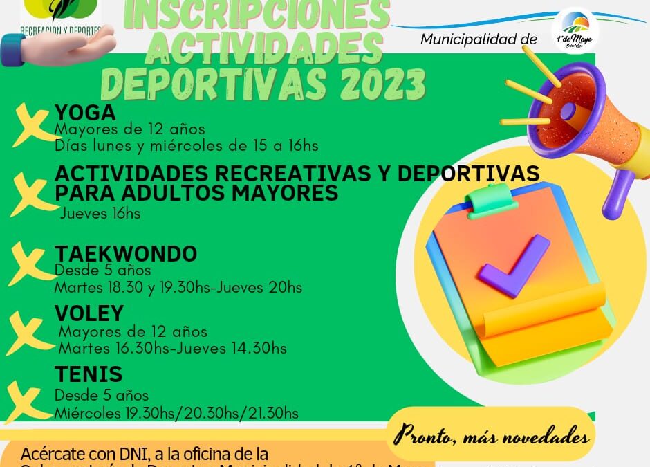 INSCRIPCIONES ACTIVIDADES DEPORTIVAS 2023.