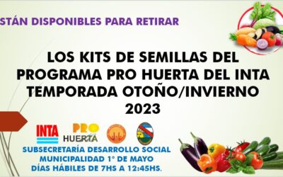 DISPONIBILIDAD DE KITS DE SEMILLAS DEL PROGRAMA PRO HUERTA DEL INTA. TEMPORADA OTOÑO/INVIERNO 2023