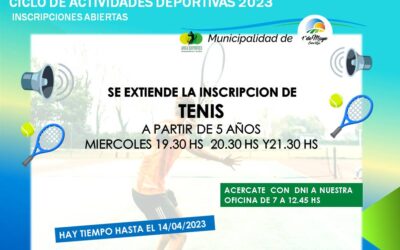 ¡SE EXTIENDE LA INSCRIPCIÓN DE TENIS!