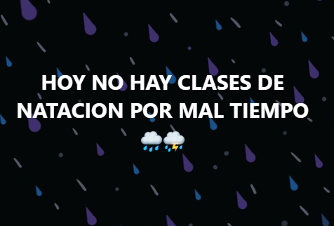 SUSPENDIDA LA CLASE DE NATACIÓN AL DÍA DE LA FECHA.