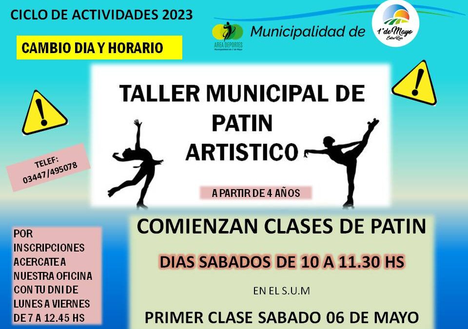 TALLER MUNICIPAL: PATÍN ARTÍSTICO ¡¡CAMBIO DE DÍA Y HORARIO!!