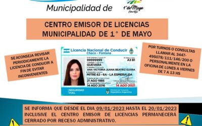 ACONSEJAMOS REVISAR PERIÓDICAMENTE LA LICENCIA DE CONDUCIR