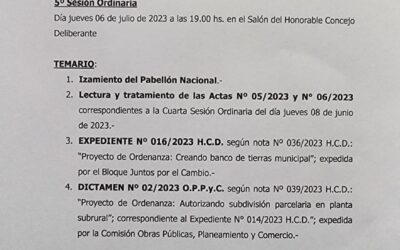 5° SESIÓN ORDINARIA HONORABLE CONCEJO DELIBERANTE